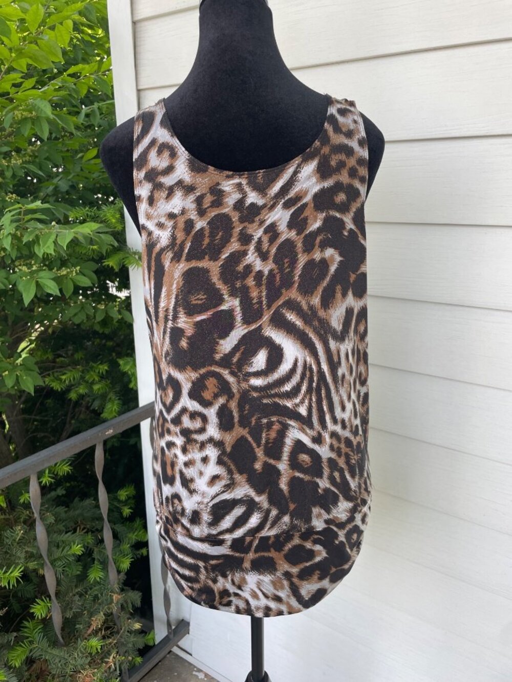 Vintage Y2K Daytrip Tank Top Leopard Print Gold Studded Relaxed Tunic L 2010s - Picture 5 of 10
